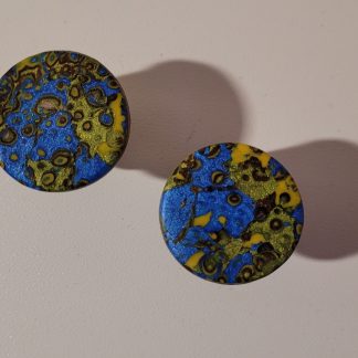 Petit bouton de porte EMBASE bleu vert et ombre brulée